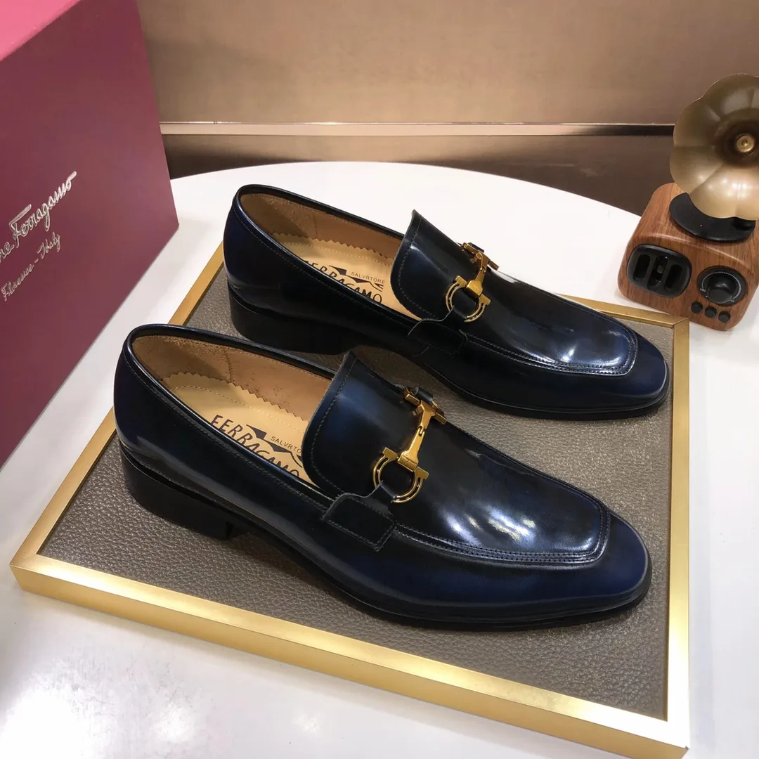 Men's shoes 💰500💰 [Ferragamo/Ferragamo] The latest model in the counter. Original imported high-quality cowhide with open sides + imported 🐂 water-dyed cowhide lining + original luxury metal buckle + original combination outsole. Comparison without pressure 38--45 (45 is custom-made and cannot be returned or exchanged)